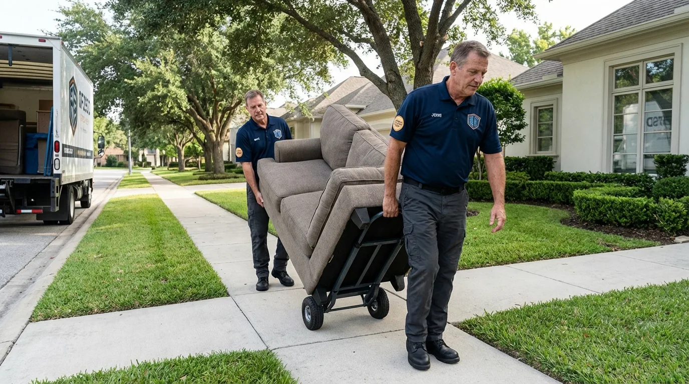 Local residential moving crew loading furniture in Versailles, KY
